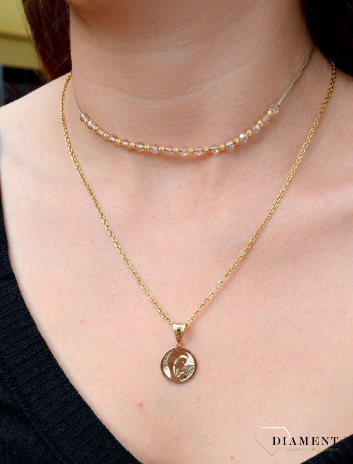 Złota zawieszka 585 medalik wizerunek Matka Boska ZA 7024.jpg